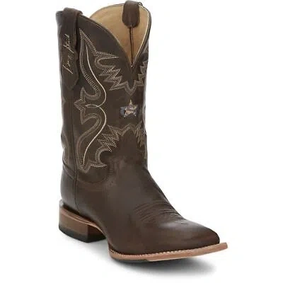 Pre-owned Justin Boots Justin Men's Gr8016 Dillon 11" Dark Espresso (brown) Square Toe Western Boots