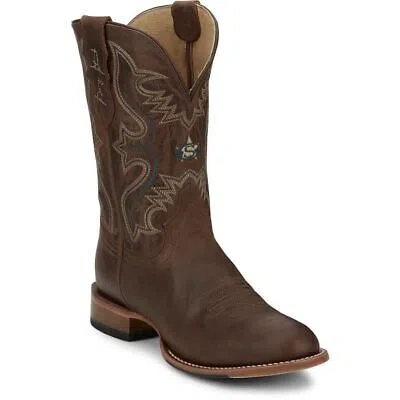 Pre-owned Justin Boots Justin Men's Gr8017 Wells 11" Rich Mahogany (brown) Round Toe Western Boots