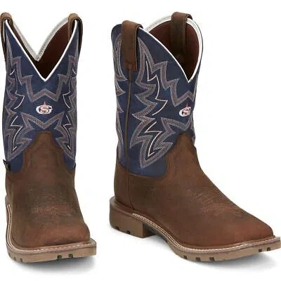 Pre-owned Justin Boots Justin Men's Gr9063 Dusty 11" Cedar Brown Waterproof Slip-resistant Cowboy Boots In Cedar Brown (brown)