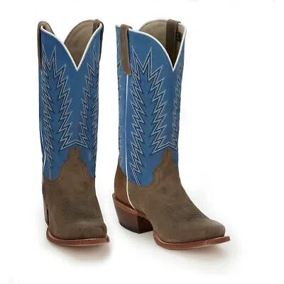 Pre-owned Justin Boots Justin Men's Jp2507 Ranker 13" Steel Grey Medium Sq Toe Block Heel Western Boots In Steel Grey (grey)