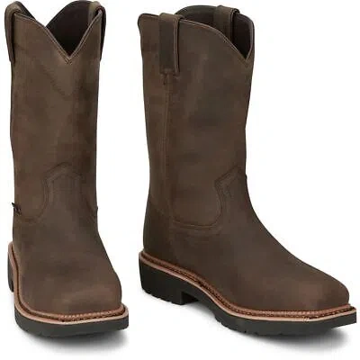 Pre-owned Justin Boots Justin Men's Mj1701 Carbide 11" Limited Edition Work Boot In Pecan (brown)