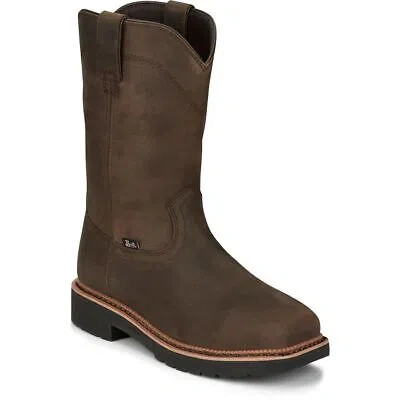Pre-owned Justin Boots Justin Men's Mj1701 Carbide 11" Work Limited Edition Square Toe Boots In Pecan (brown)