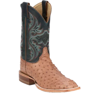 Pre-owned Justin Boots Justin Men's Moseley 11" Full Quill Ostrich Western Boots Je5171 In Brown