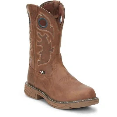 Pre-owned Justin Boots Justin Men's Se4334 Rush 11" Barley Brown Nano Composite Toe Waterproof Boots In Barley Brown (brown)