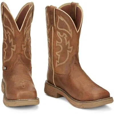 Pre-owned Justin Boots Justin Men's Se4340 Rush 11" Tan Waterproof Met Guard Slip-resistant Work Boots