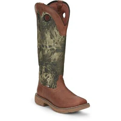 Pre-owned Justin Boots Justin Men's Se4380 Rush Strike 17" Brown Snake Resisting Work Boot