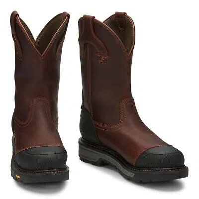 Pre-owned Justin Boots Justin Men's Wk2152 Warhawk Ii 11" Brown Waterproof Nano Comp Toe Work Boots In Chestnut (brown)