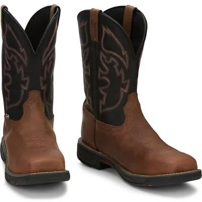 Pre-owned Justin Boots Justin Men's Wk4337 Tan/brown Electrical Hazard Composite Toe Work Boots