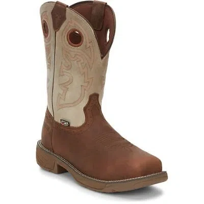 Pre-owned Justin Boots Justin Men's Wk4338 Rush Ii 11" Rust/tan Composte Toe Waterproof Work Boots