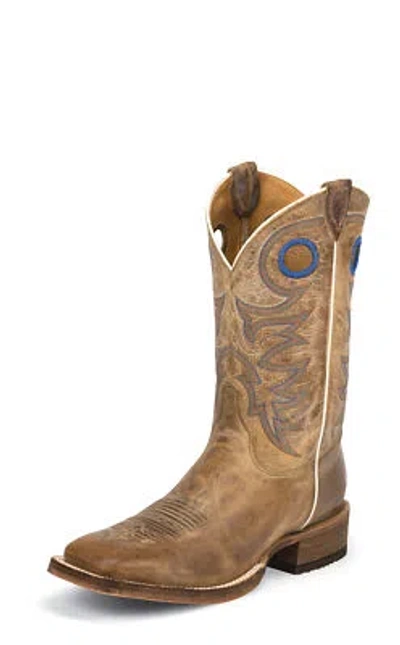 Pre-owned Justin Boots Justin Mens Beige Cowhide Leather Western Boots 11in Chievo Bent Rail