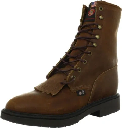 Pre-owned Justin Boots Justin Original Work Boots Men's Double Comfort Boot In Aged Bark