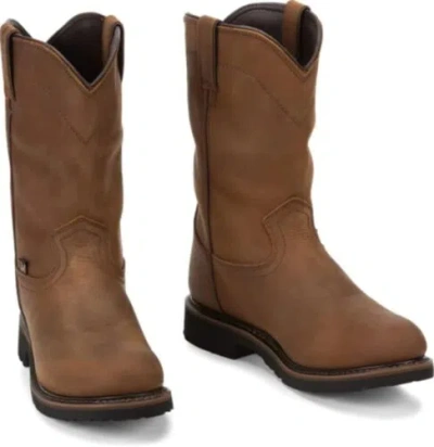 Pre-owned Justin Boots Justin Original Work Boots Men's Worker Ii Waterproof Boot In Brown