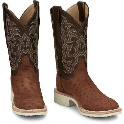 Pre-owned Justin Boots Justin Women's Aq8631 Dakota 11" Brown Square Toe Slip-resistant Western Boots In Wild Brandy (brown)