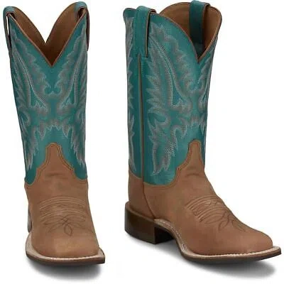 Pre-owned Justin Boots Justin Women's Br540 Shay 11" Tan (brown) Medium Square Toe Western Boots