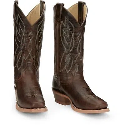 Pre-owned Justin Boots Justin Women's Cj4011 Mayberry 12" Umber (brown) Sq Toe Western Mid-calf Boots