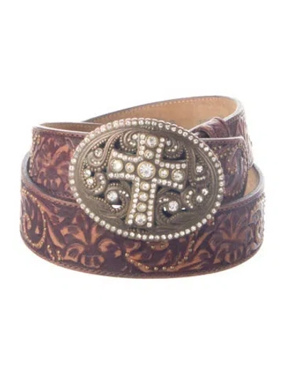 Pre-owned Justin Boots Leather Belt In Black