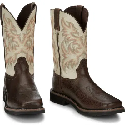Justin Boots Men's Justin Stampede Driller Boot In Brown/white
