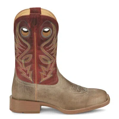Pre-owned Justin Boots Pickett Wide Square Toe Cowboy Mens Grey Casual Boots Un7151 In Gray