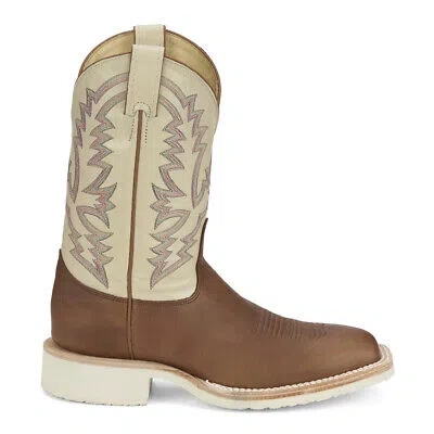 Pre-owned Justin Boots Trainor Bone Square Toe Cowboy Mens Brown Casual Boots Br394