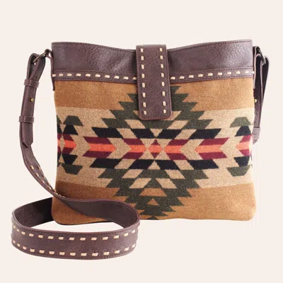 Justin Brown Aztec Print Blanket Stitch Crossbody Bag