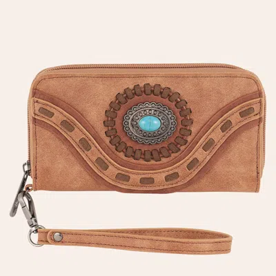 Justin Brown Conch Buckstitch Wristlet Wallet