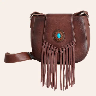 Justin Brown Concho Fringed Crossbody Saddle Bag