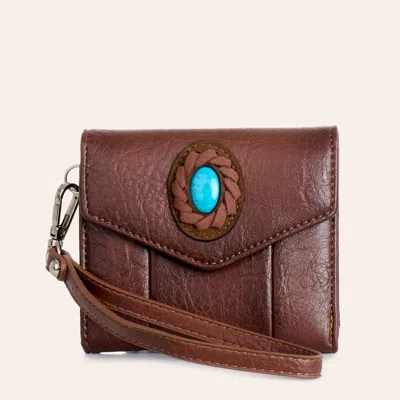 Justin Brown Faux Leather Turquoise Concho Wristlet Wallet