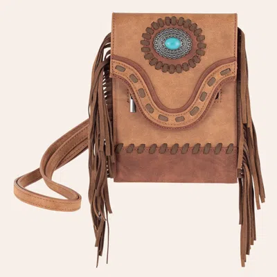 Justin Brown Fringe Crossbody Saddle Pouch