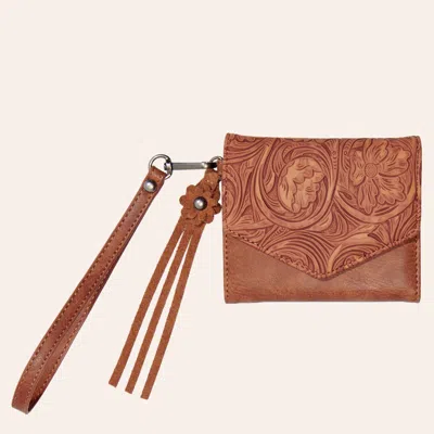 Justin Brown Tooled Leather Wristlet Wallet