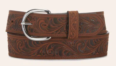 Justin Classics Men's Bay Apache Cinnamon And Brown Scrolling Western Belt