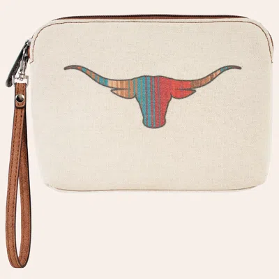 Justin Ivory Serape Longhorn Cosmetic Pouch In Multi