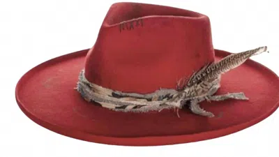 Justin Joline Felt Distressed Fashion Hat In Red In Burgundy