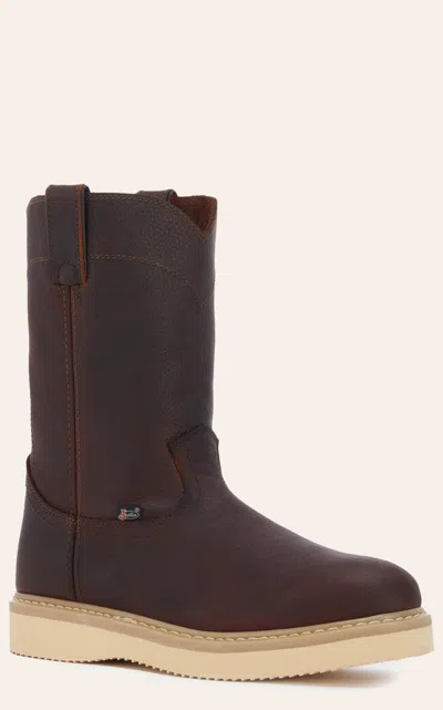 JUSTIN MEN'S AXE TAN MAHOGANY ROUND TOE WORK BOOT