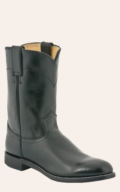 Justin Men's Black Kipskin Classic Leather Roper Boots