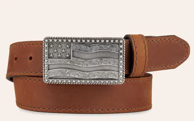 Justin Men's Brown Flying High With Flag Buckle Western Belt