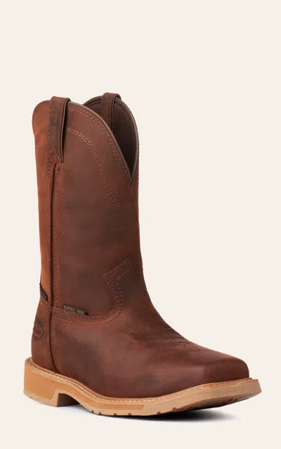 Justin Men's Buster Ii Pecan Brown Waterproof Wide Square Steel Toe Work Boots