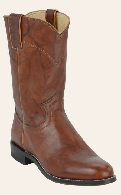 Justin Men's Chestnut Marbled Deerlite Leather Roper Boots In Brown