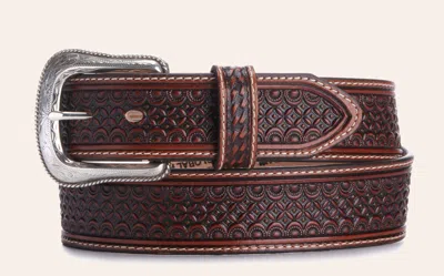 Justin Men's Dark Brown Leather Diamondback With Silver Buckle Western Belt