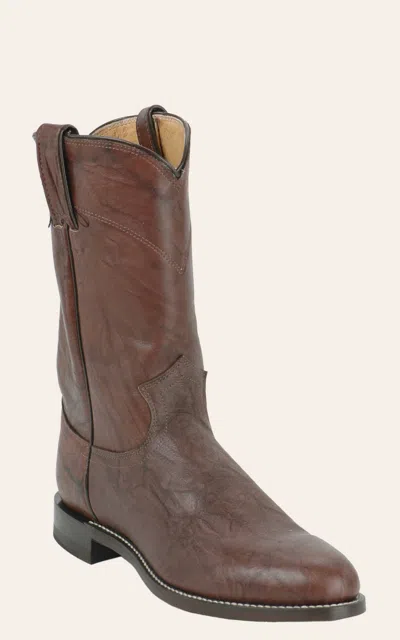 Justin Men's Dark Brown Marbled Deerlite Premium Leather Roper Boots