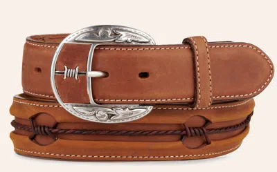Justin Men's Fenced In Western Belt In Brown