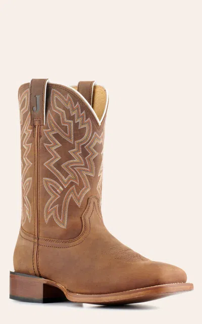 Justin Men's Frontier Jackpot Brown Wide Square Toe Cowboy Boots