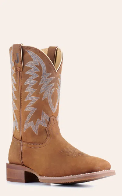 Justin Men's Frontier War Dog Brown Wide Square Toe Cowboy Boots