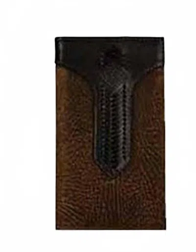 Justin Men's Leather Drop Wallet In Distressed Brown In Multi