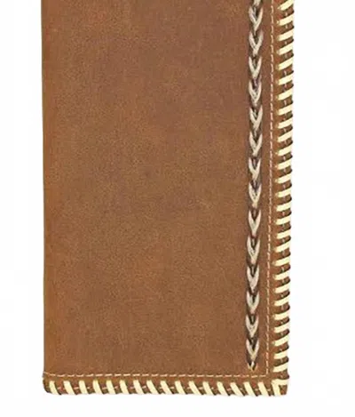 Justin Men's Leather Whipped Stitch Rodeo Wallet In Tan In Black