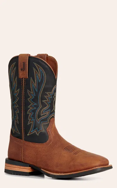 Justin Men's Outlaw Chestnut & Coal Wide Square Toe Cowboy Boots In Brown