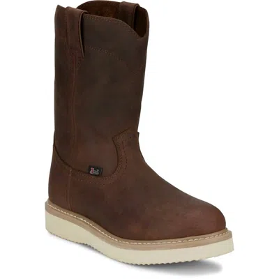 JUSTIN MEN'S RAM WORK BOOT - WIDE IN PECAN BROWN