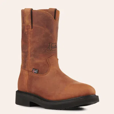 Justin Men's Round Up Aged Brown Soft Round Toe Work Boots