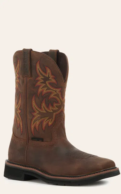 Justin Men's Stampede Driller Dark Brown Square Steel Toe Work Boot