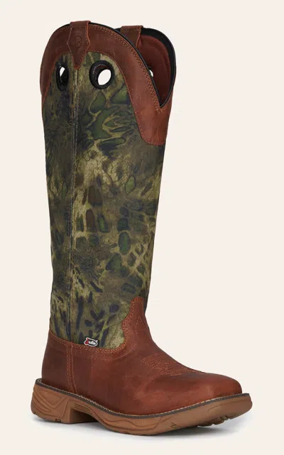 Justin Men's Strike Russet Brown And Camo Eh Wide Square Toe Snake Boots In Multi