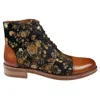 Justin Reess Adam Floral Print Oxford Ankle Boots In Brown